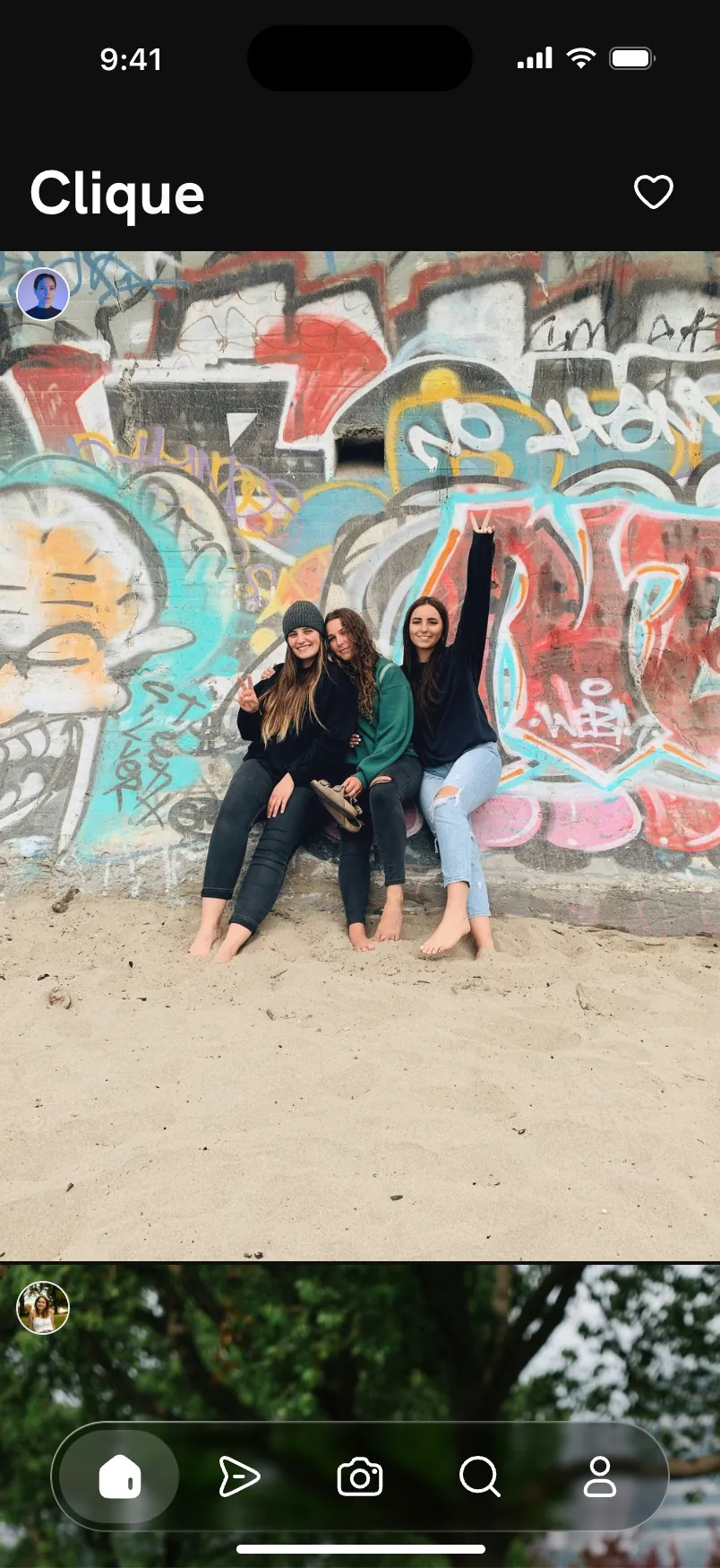 The Home feed: full-width photos from people you follow
